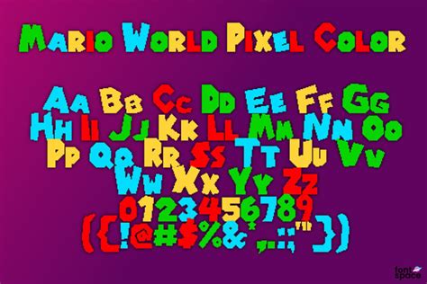 Mario World Pixel Color Font | BROTHERSZZZ paramount17 Fonts | FontSpace