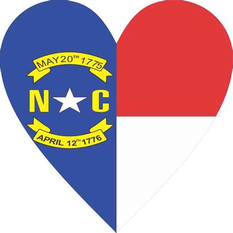 4inx4in North Carolina Flag Heart Sticker Cup Decal State Bumper Stickers