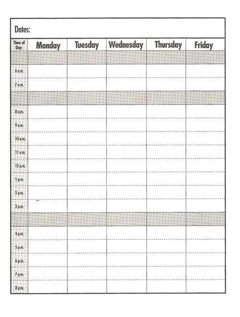 Weekday #schedule template/print out #education #school | Calendar ...