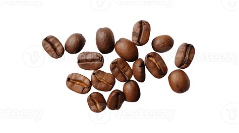 Brown Roasted Coffee Beans Piles, Closeup on Transparent Background. . 24062665 PNG