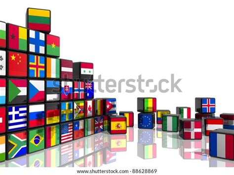 Travel World Flags Concept Collage Cubes Stock Illustration 88628869