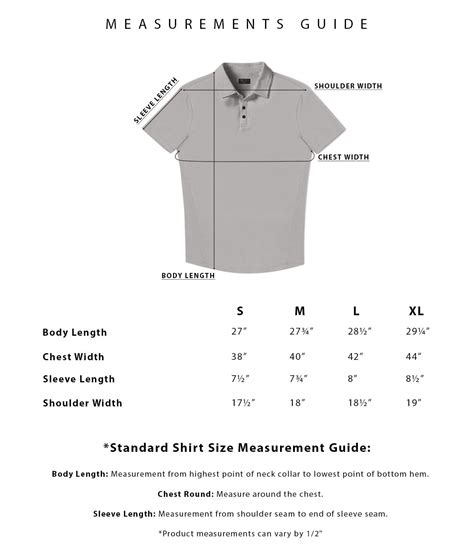 Polo Size Chart – Aetos Apparel