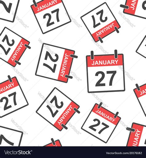 January 27 calendar page seamless pattern Vector Image