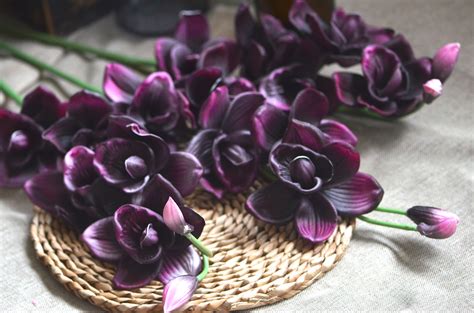 Dark Purple Cymbidium Orchids Real Touch Flowers DIY | Etsy