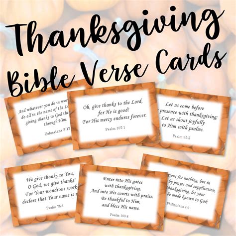 Christian Thanksgiving Bible Verse Cards, Thankful Scripture Cards for ...