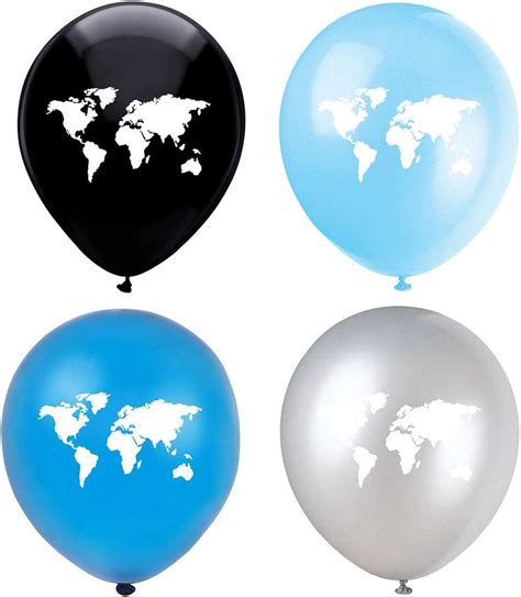 Amazon.com: Map Latex Balloons, 16-Pack 12inch World Map Blue Birthday Party Balloons ...