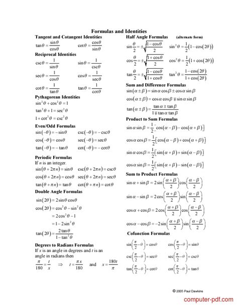 Trigonometric identities formulas pdf - holdenwebhosting