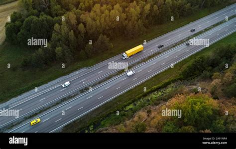 Cars on highway, aerial view Stock Photo - Alamy