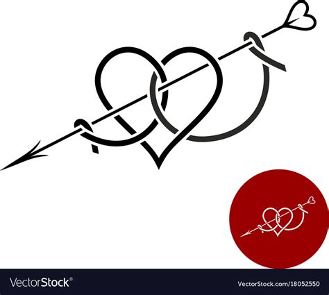 Heart with arrow tattoo style linear logo Vector Image