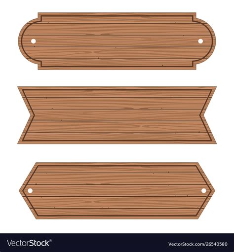 Cartoon wood banners wooden planks set Royalty Free Vector