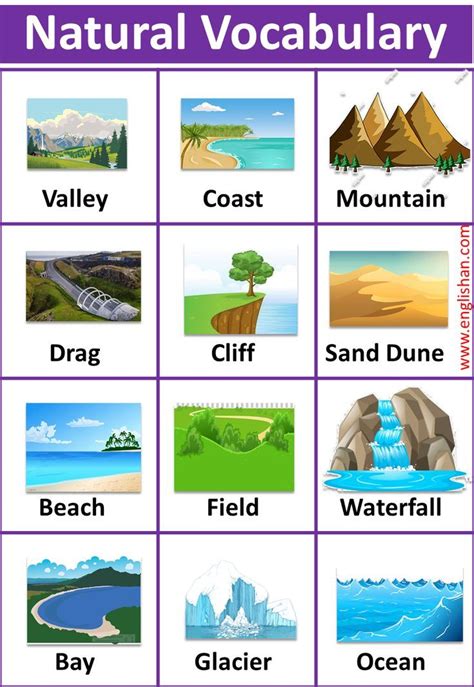 Outdoor Nature Words List with Picture