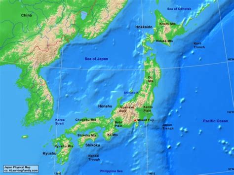 Japan Physical Map - A Learning Family