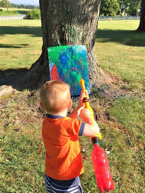 Painting with Water Guns: Target Practice! - The Seasoned Mom