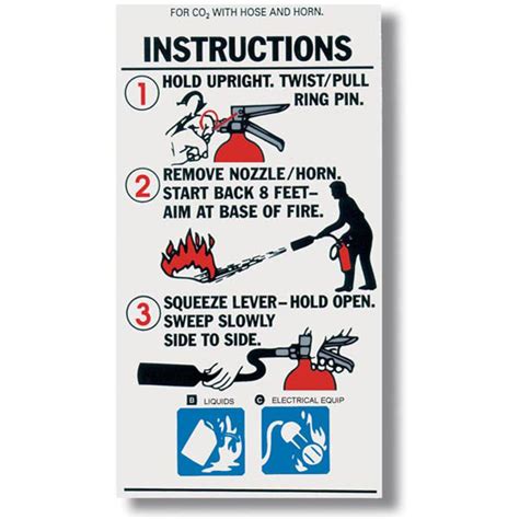 Carbon Dioxide Fire Extinguisher Instructional Label