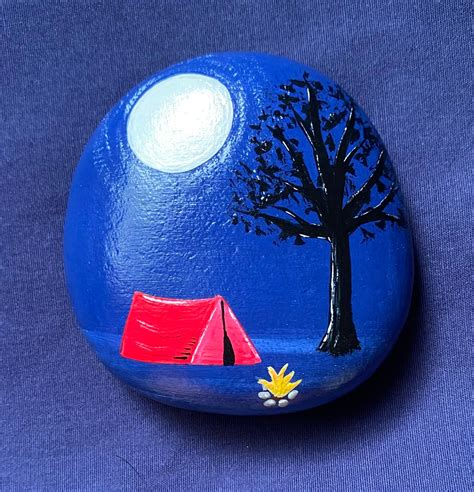 Camping Painted Rock Tent Painted Stone Sunsets Camp - Etsy