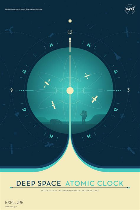 Deep Space Atomic Clock Poster - blue version