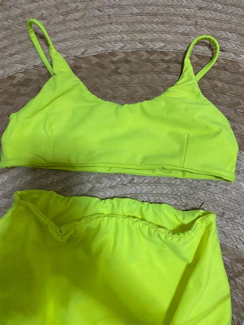 Neon “highlighter” yellow bikini, Women's Fashion, Swimwear, Bikinis & Swimsuits on Carousell