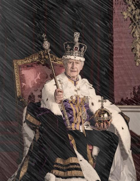 I turned King Charles III Coronation Portrait into paintings using filters. : r/monarchism