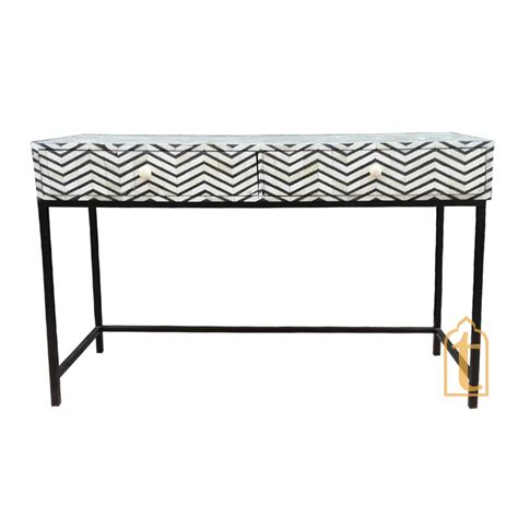 Handmade Bone Inlay 2 Drawer Console Table Study Table Black &white ...