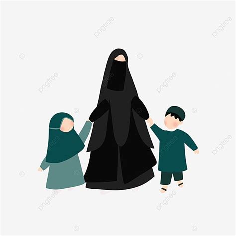 Mother Of Two Hd Transparent, Illustration Of A Mother Walking With Her Two Children, Anak Dan ...