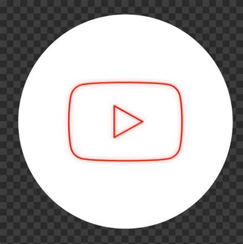 HD White & Red Neon Round Youtube YT Sign Symbol PNG | Citypng