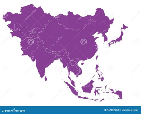 Purple map of Asia stock vector. Illustration of black - 167507233