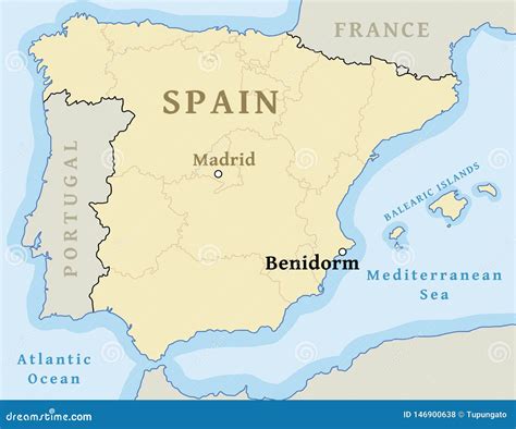 Benidorm map location stock vector. Illustration of travel - 146900638