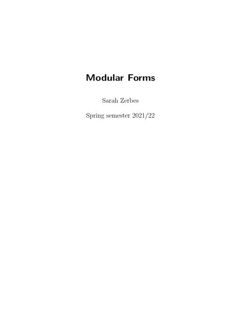 Modular Forms Updated | PDF | Mathematical Concepts | Differential Geometry