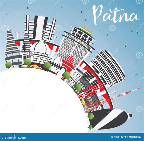 Patna Skyline with Gray Buildings, Blue Sky and Copy Space. Stock Vector - Illustration of ...