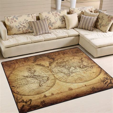 ALAZA Antique Old World Map Art Area Rug Rugs for Living Room Bedroom 7'x5' | Rugs in living ...