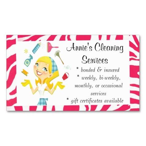 Housekeeping Business Cards Samples