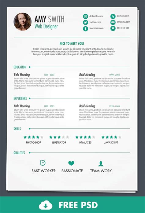 Free PSD: Print Ready Resume Template