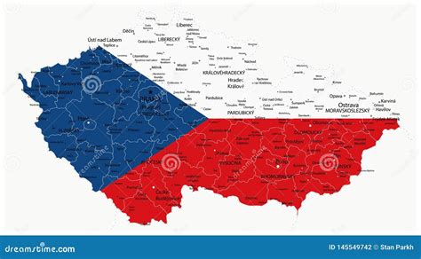 Czech Republic Map Coloured by National Flag Stock Vector ...