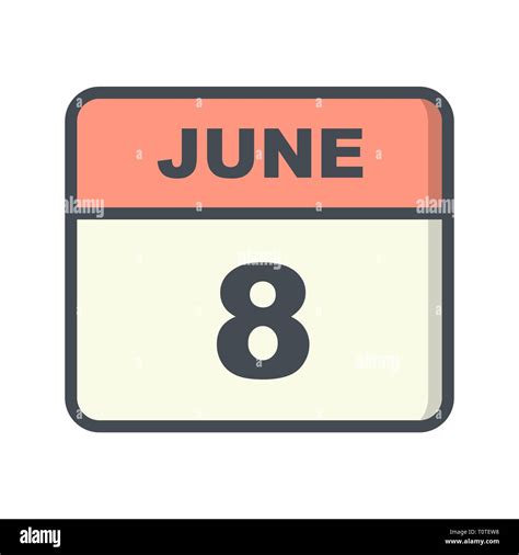 June 8th Date on a Single Day Calendar Stock Photo - Alamy