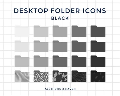 Black Desktop Folder Icons, Desktop Icons for Mac, Desktop Folder Icons ...