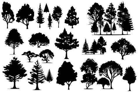 trees and forest silhouettes set isolated vector illustration 20919993 ...