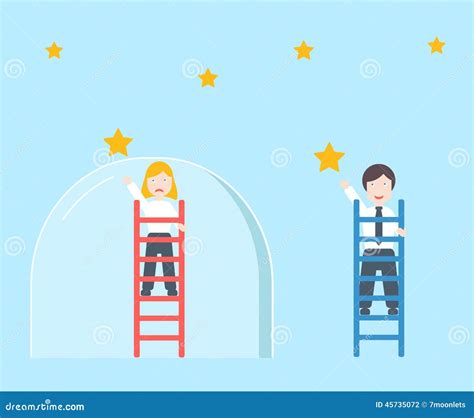 The Glass Ceiling Metaphor , Gender Inequality And Discrimination Concept Stock Vector - Image ...