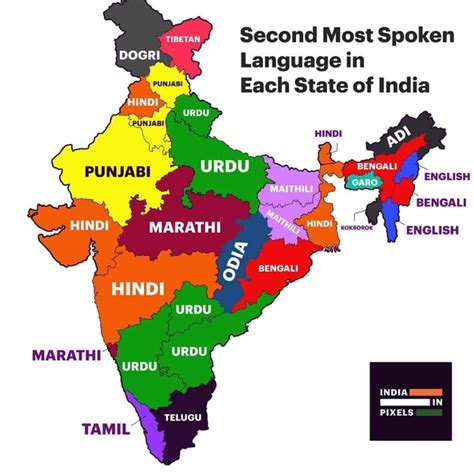 Indian states - second most spoken languages | Unp.me