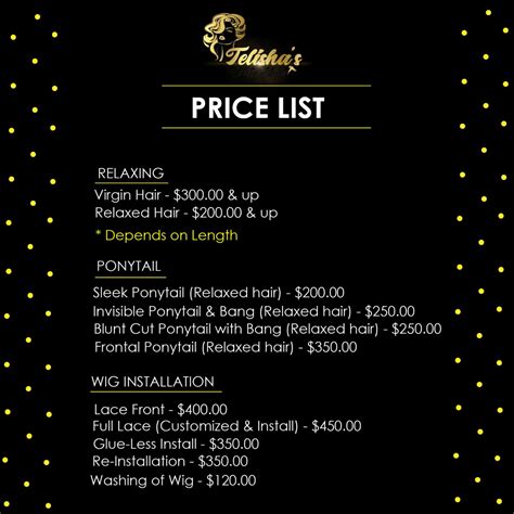 Hair Salon Price List | Hair salon price list, Hair salon prices, Salon price list