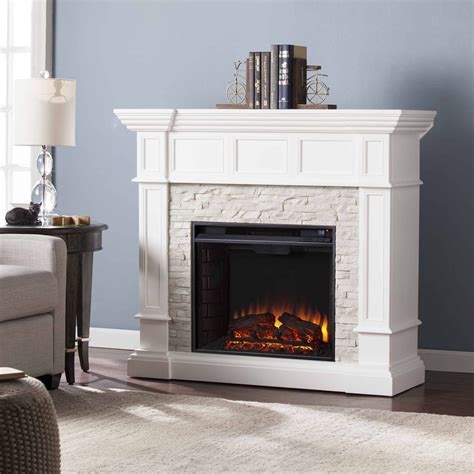 Ignatius Corner Convertible Electric Fireplace, White - Fireplacess.com