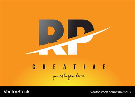 Rp r p letter modern logo design with yellow Vector Image