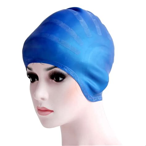 WHALE Elastic Waterproof PU Swimming Caps for Men Women Long Hair Swimming Hat Hair Cover Ear ...