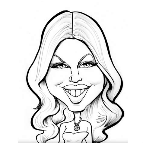a caricature drawing of a smiling woman