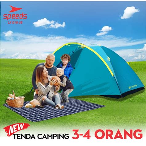 SPEEDS Tenda Camping Lipat Untuk 2-4 Orang Tenda Gunung Dome Manual Portable Anti Air 018-35 ...