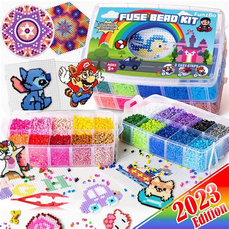 Mua FUNZBO Fuse Beads Kit - Iron Beads Set with 23000 5mm Beads,106 Patterns Booklet, 4 ...