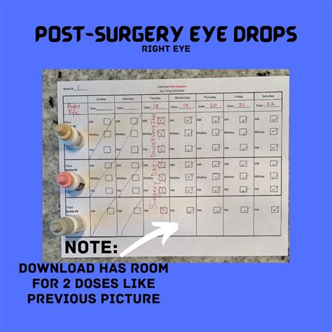 Cataract Surgery Eye Drop Tracker Eye Drop Schedule for Cataract Surgery Medication Tracker ...