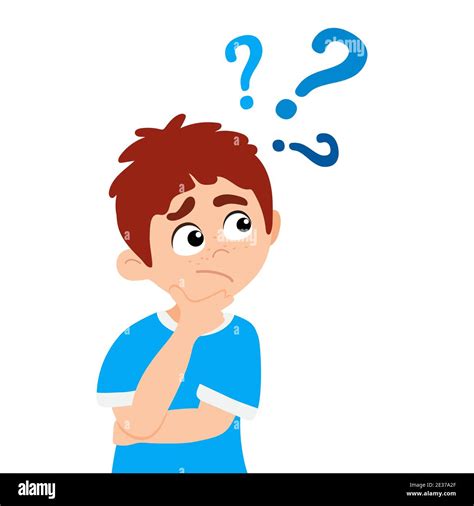 Little boy kid asking question flat style design vector illustration isolated on white ...