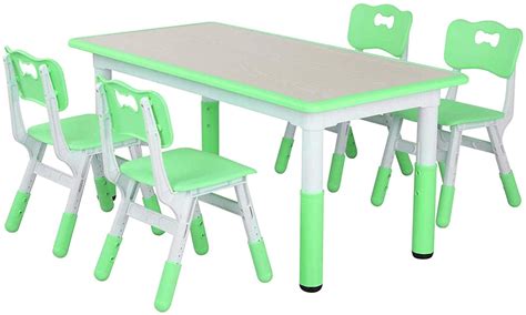 LAZY BUDDY Adjustable Kids Table and Chairs Set HDPE Children Play Arts ...