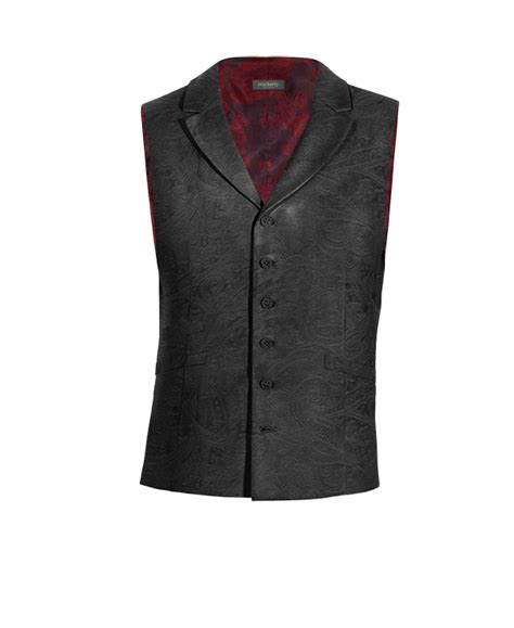 Onyx black paisley velvet lapeled Suit Vest