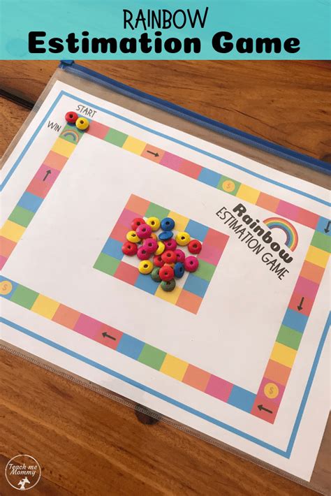 Rainbow Estimation Game- a free printable board game to practice estimation and counting skill ...